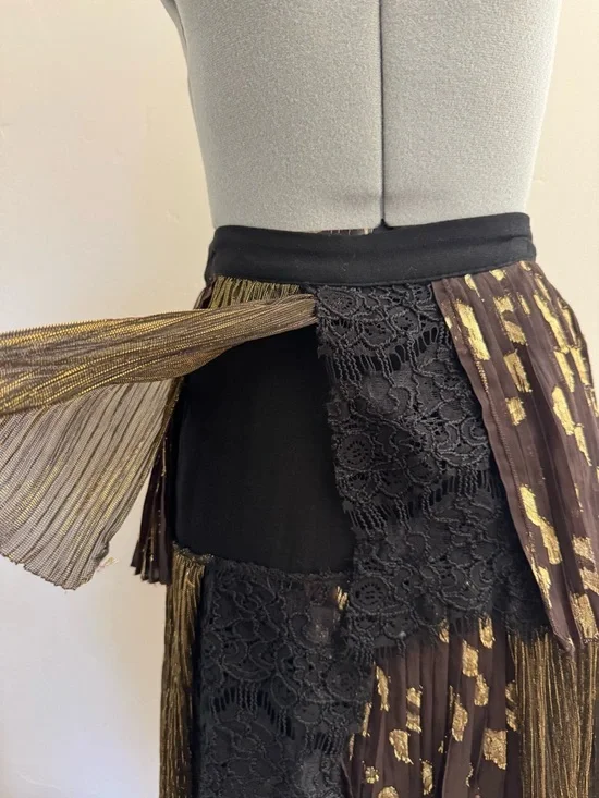 Anthropologie Harlyn black gold metallic skirt - Picture 4 of 6